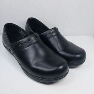 Shoes For Crews Womens Size 11 Black Leather Slip Resistant Work Slip On Shoes